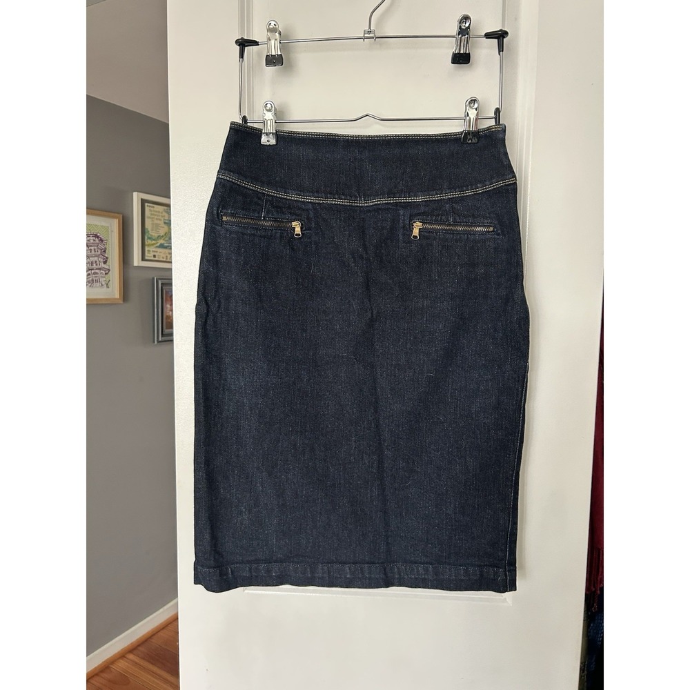 Lauren Ralph Lauren Denim Jean Skirt Womens Dark Wash Pencil Cotton Stretch Sz 4